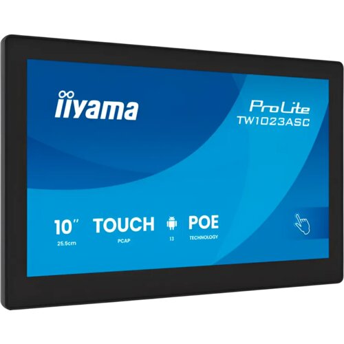 Iiyama TW1023ASC-B3P 10,1&amp;quot; panel-pc with android 13+GMS, soc uad-core RK3568 4GB, storage 32GB, pcap 10-Points touch, 280x800, ips panel, speakers, poe, wifi, BT5.2, sd slot, hdmi-out Slike