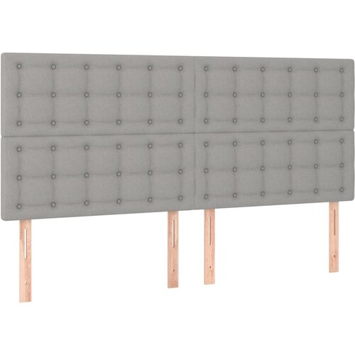 Maison Chic Posteljno vzglavje - Vzglavna omarica 4 kosa svetlo siv 90x5x78/88 cm blago, (22077598) Slike