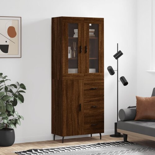 The Living Store Visoka komoda rjav hrast 69,5x34x180 cm inženirski les - Visoka Omara, (21429913) Slike