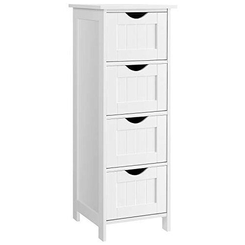 Songmics LHC40W, kopalni&scaron;ka omarica s 4 predali, komoda, 30 x 30 x 82 cm, za dnevno sobo, kuhinjo in predsobo, prihrani prostor, bela, (21313523) Cene