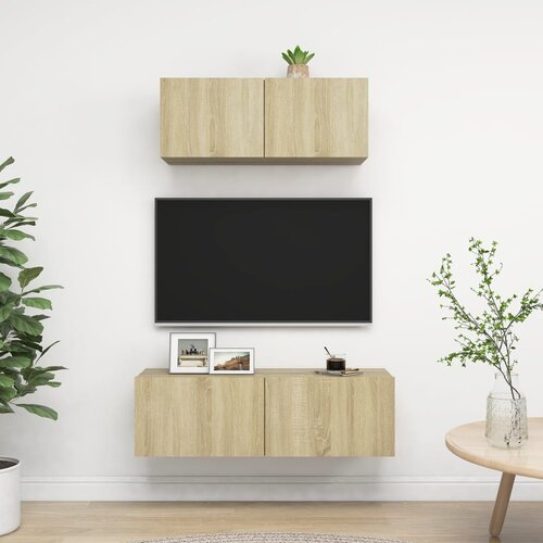 The Living Store Komplet TV omaric 2-delni sonoma hrast inženirski les - Komplet TV Omaric, (21374600) Slike