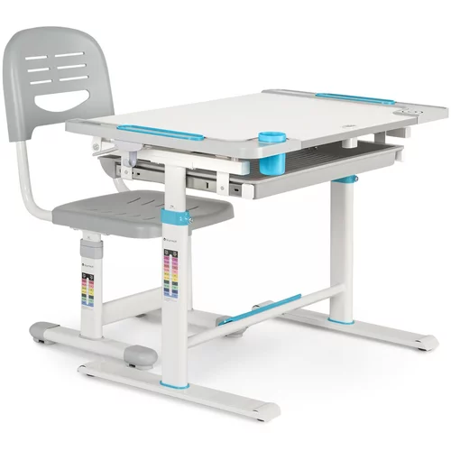 Blumfeldt Tommi XL, dječji set stol i stolica, radni stol podesiv po visini i ergonomska stolica, od 4-10 godina