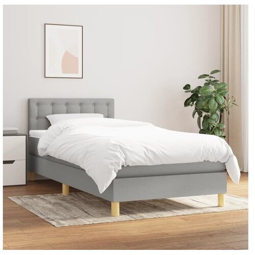  Box spring postelja z vzmetnico svetlo siv 100x200 cm blago Cene