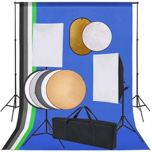 VidaXL Foto studijski komplet s softboxi, ozadjem in odbojnikom Slike