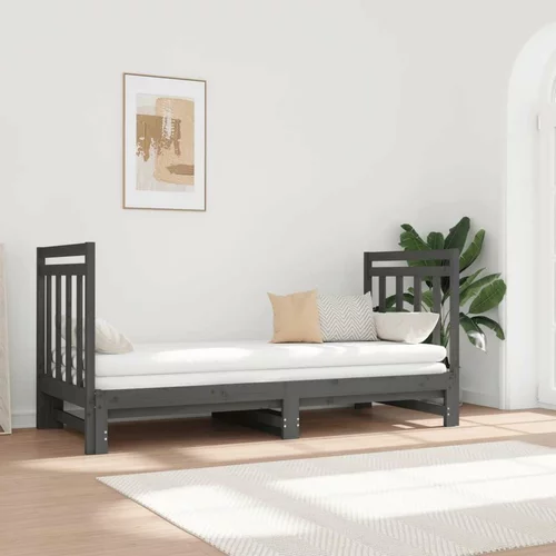  Izvlečna dnevna postelja siva 2x(90x190) cm trdna borovina, (20726691)