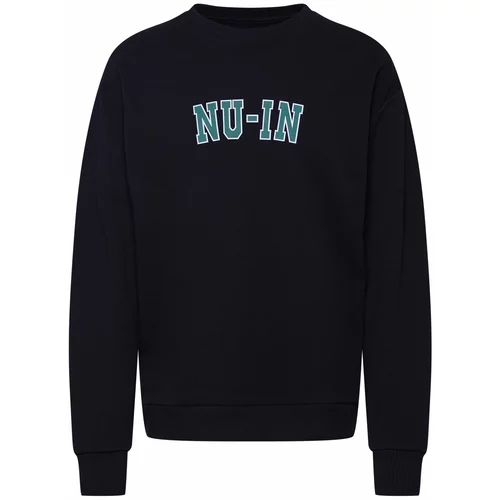 NU-IN Sweater majica zelena / crna / bijela