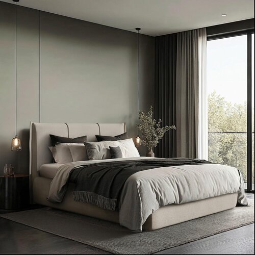 MID.YOU OBLAZINJENA POSTELJA 180 cm x 200 cm , les, tekstil, leseni material naravne barve Cene