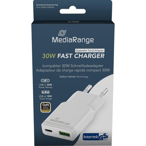 Mediarange Polnilec mrma125 30W 2-port USB-A/USB-C, (5000554237) Slike