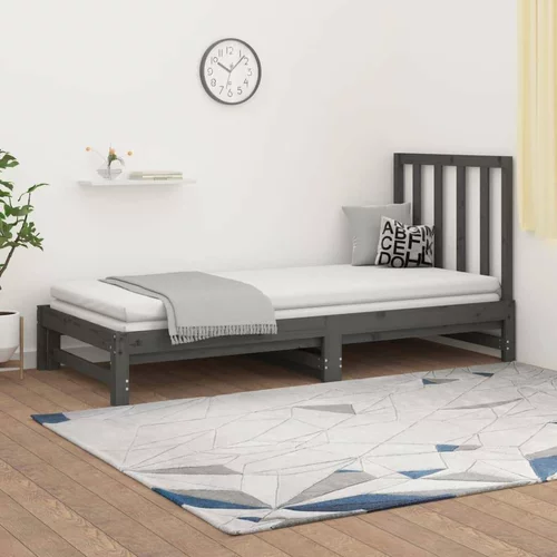  Izvlečna dnevna postelja siva 2x(90x190) cm trdna borovina, (20684615)