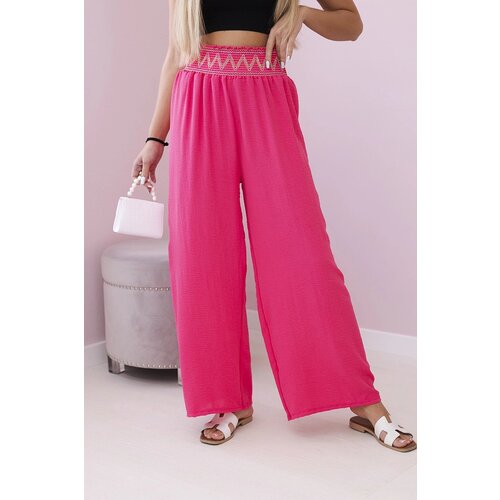 Kesi Trousers with a wide elastic waistband in pink color Cijene