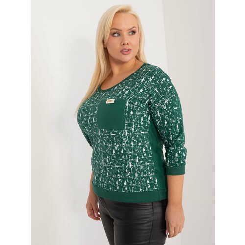 Fashion Hunters Dark green cotton blouse in a larger size Slike