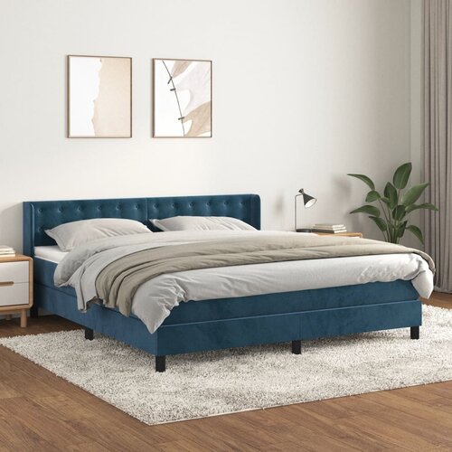 The Living Store Box spring postelja z vzmetnico temno modra 160x200 cm žamet - Box Spring Postelja, (21488885) Cene
