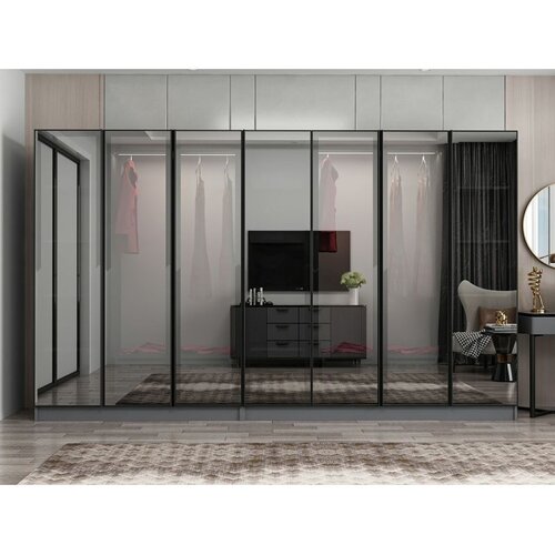 Hanah home ormar sa reflektujućim staklom Nisa 20633, 315 cm, antracit Slike