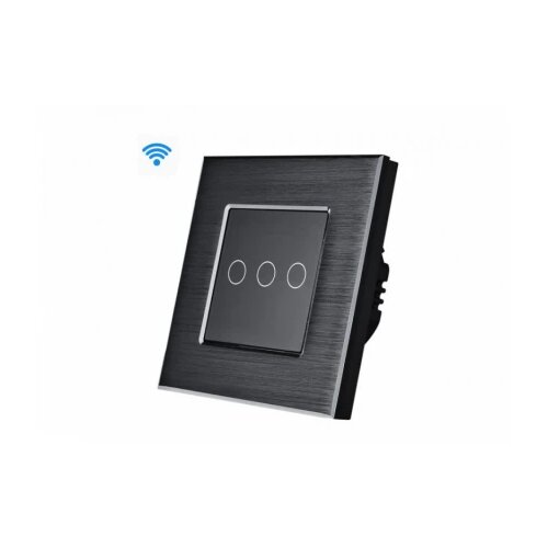 Wise wifi pametni prekidač, 3 tastera, aluminijumski panel crni Cene