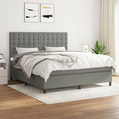  Box spring postelja z vzmetnico temno siva 180x200 cm blago, (20899656)