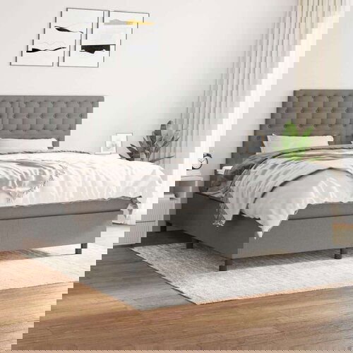  Kreveta s oprugama i madrac svjetlosivi 180x200cm tkanina Slike