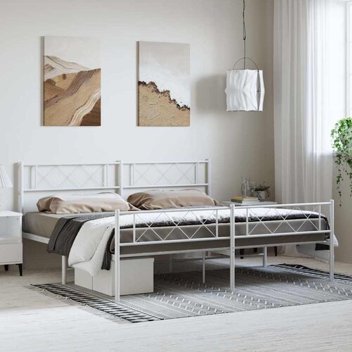  Metalni okvir kreveta uzglavlje i podnožje bijeli 183x213 cm Cijene