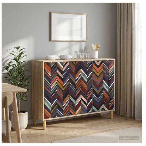 VidaXL Kreveta OMMEN Sonoma 102 x 33 x 75 cm Konstruirano drvo - Geometrijski uzorak Slike