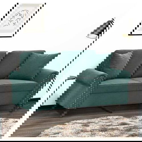 VidaXL Dvosjed s ukrasnim jastucima tamnozeleni 120 cm bar&amp;scaron;unasti Slike