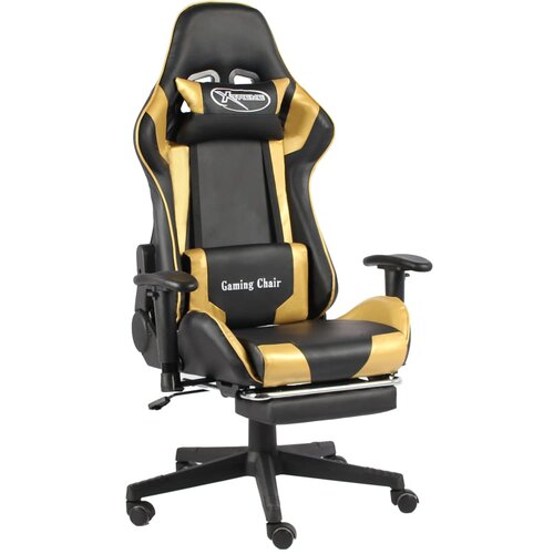 The Living Store Vrtljiv gaming stol z naslonjalom za noge zlat PVC - Gaming Stol, (21426605) Cene