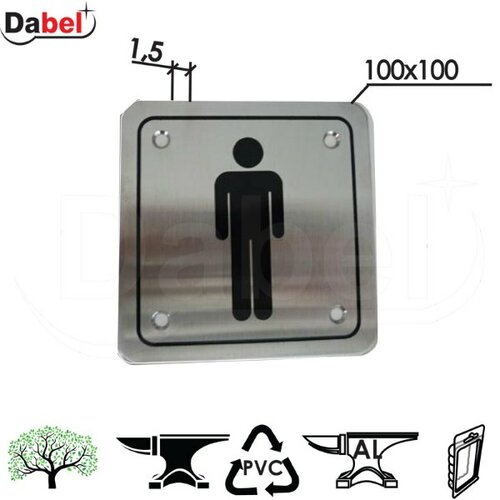 Dabel oznaka za vrata wc inox 100x150x1,5 mm muški Slike