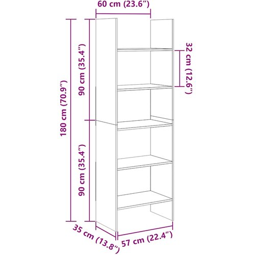  za knjige crni 60 x 35 x 180 cm od konstruiranog drva Slike