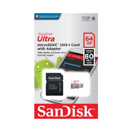 Memorijska kartica SanDisk micro SD 64GB Ultra 100MB/s UHS-I Slike