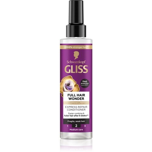 Schwarzkopf Gliss Full Hair Wonder regeneracijski balzam brez spiranja za &amp;scaron;ibke lase 200 ml Slike