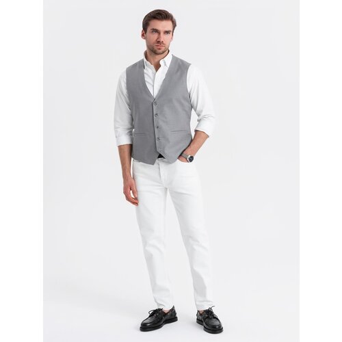 Ombre Men's suit vest without lapels - gray Cene