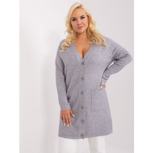 Fashion Hunters Grey sweater of a larger size with viscose Cene