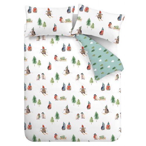 Catherine Lansfield Bela podaljšana flanelna posteljnina za zakonsko posteljo 230x220 cm Snowy Penguin – Cene