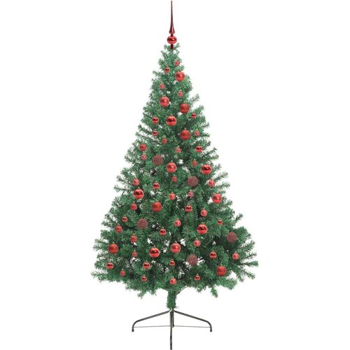 VidaXL Umjetno predsvijetljeno božićno drvce Zelena 180 cm PVC Slike