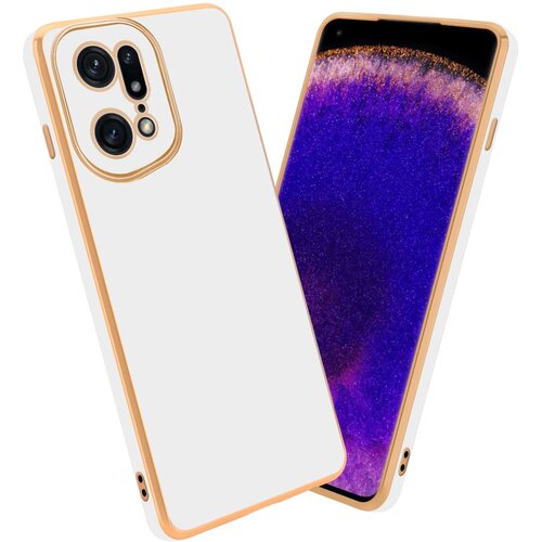 Cadorabo Ohi&scaron;je, združljivo z Oppo FIND X5 PRO in ble&scaron;čeča bela - zlata - Za&scaron;čitni ovitek iz prožnega silikona TPU in z za&scaron;čito kamere, (20859867) Cene
