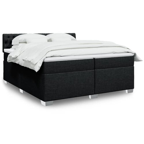 VidaXL Krevet s oprugama i madracem crni 200x200 cm od tkanine Slike