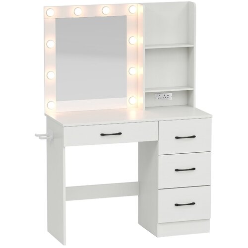 Costway Toaletna mizica z LED-osvetlitvijo Bela toaletna mizica za ličenje, (5000366620) Slike