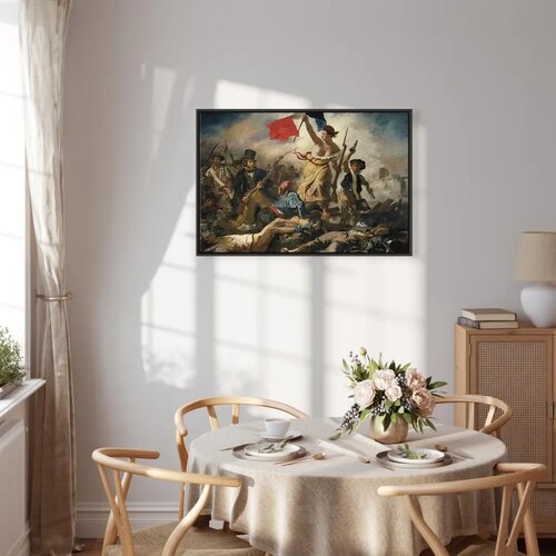  Slika - Eug&amp;egrave;ne Delacroix &amp;ndash; Liberty Leading the People 120x80 U crnom drvenom okviru Slike