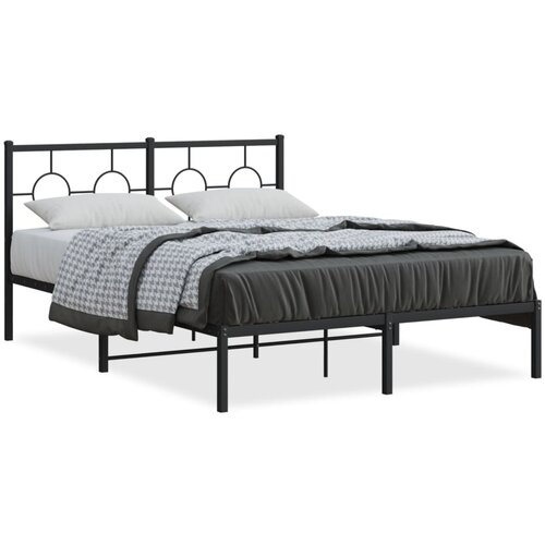 Maison Chic Kovinski Posteljni okvir - Dvoposteljna postelja - Zakonska postelja z vzglavjem črn 140x200 cm, (21692774) Slike