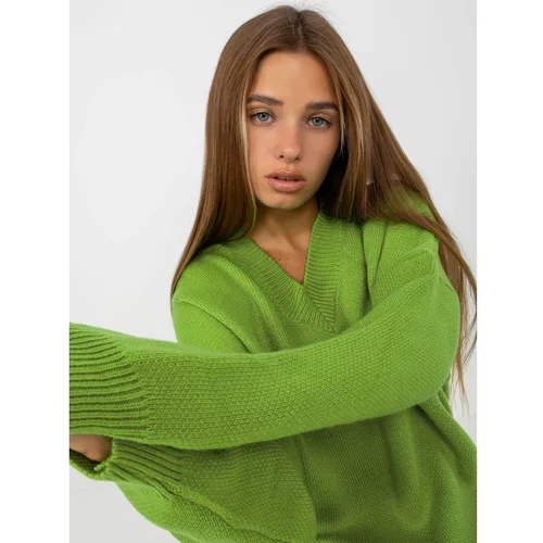Fashionhunters Light green knitted oversize dress RUE PARIS
