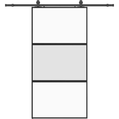  Klizna vrata s priborom crna 102,5 x 205 cm kaljeno staklo Slike