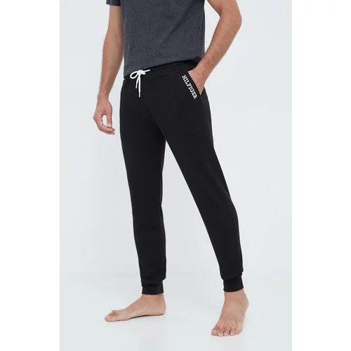 Tommy Hilfiger Bombažne pižama hlače črna barva