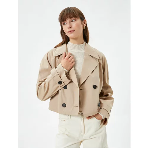 Koton Short Trench Coat, Double Breasted, Button Fastening Lined.