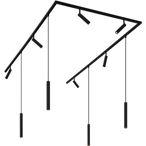 QAZQA Modern railsysteem met 6 spots en 4 hanglampen zwart 1-fase - Slimline Uzzy Keno Cene