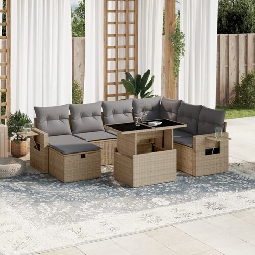 vidaXL 8-dijelni set vrtnih sofa od poliratana s jastucima bež Cijene