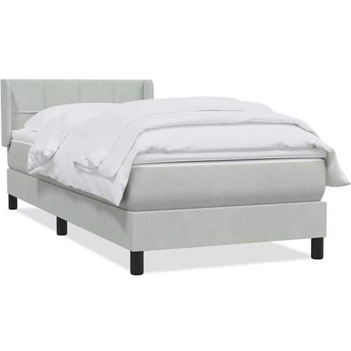 vidaXL Box spring postelja z vzmetnico Svetlo siva 80x210 cm žamet, (21792592) Cene