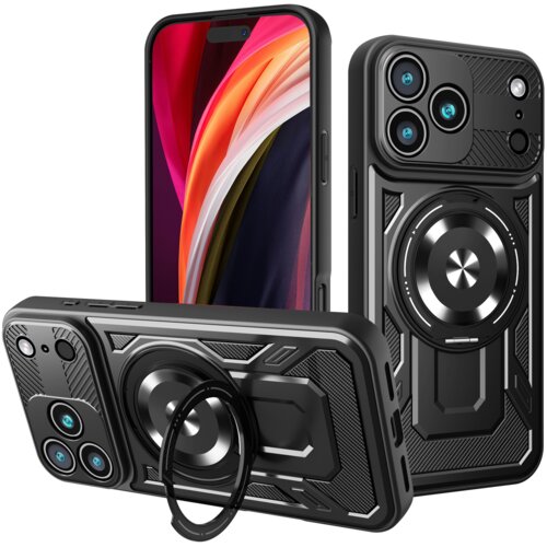 Onasi Silikonski ovitek Armor Ring MagSafe za iPhone 17 Pro Max - črn Cene