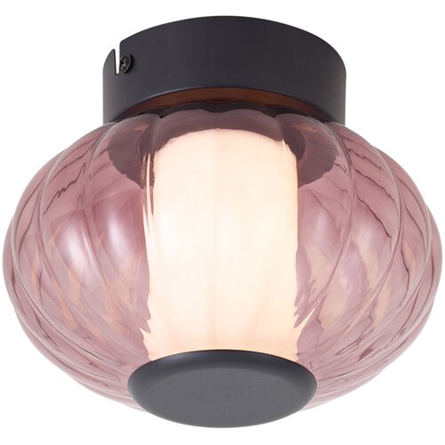 QAZQA Dizajnerska stropna svetilka črna 18 cm z vijoličnim steklom vključno z LED 3-stopenjsko zatemnilna - Margherite Slike