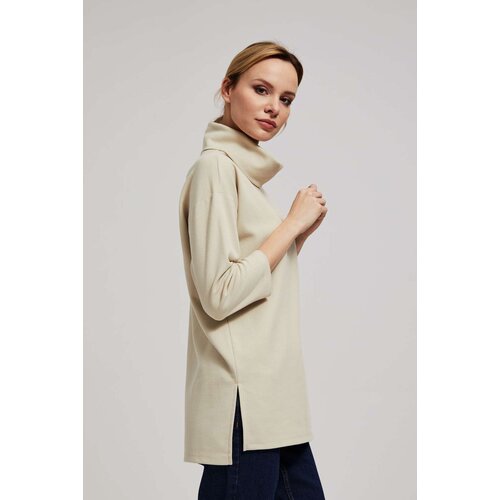 Marisse Sand Wide Turtleneck Sweatshirt Slike