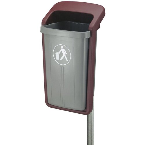  Posoda za odpadke za uporabo na prostem, prostornina 50 l, &amp;Scaron;xVxG 460 x 845 x 390 mm, siv/bordo rdeč Slike
