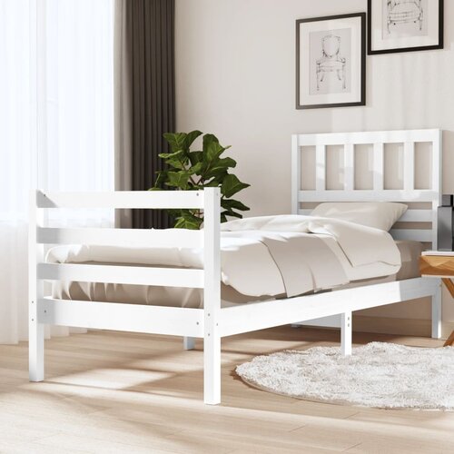 VidaXL posteljni okvir bel iz trdnega lesa 90x200 cm Slike