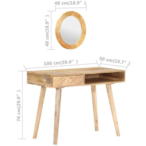 VidaXL toaletni stolić 100 x 50 x 76 cm od masivnog drva manga Slike
